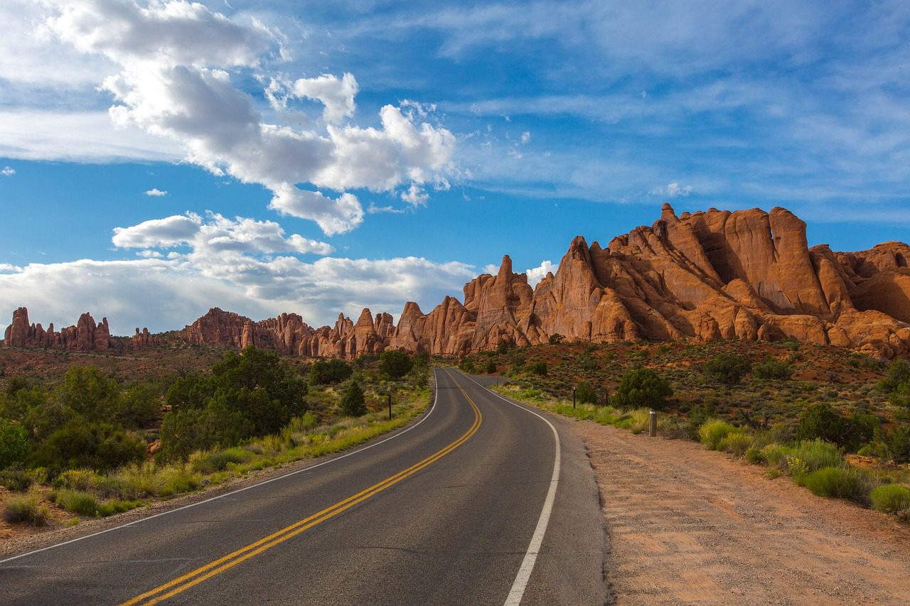 A road trip scene from Utah