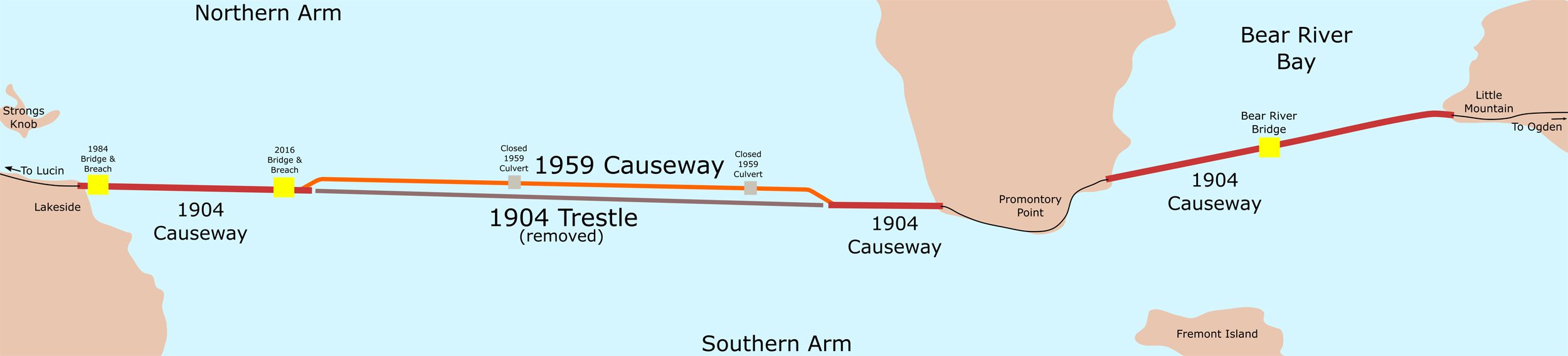 2016 Map of the Great Salt Lake Causeway