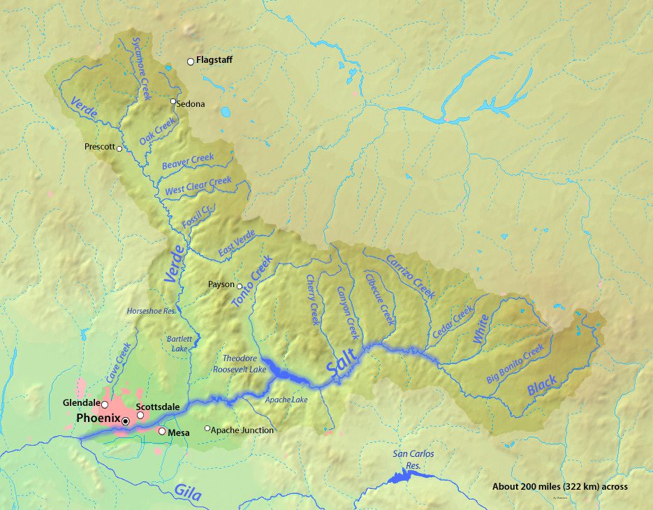 Map of the Salt River and tributaries