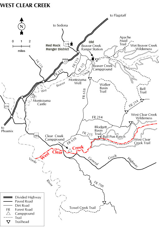 Map of West Clear Creek area