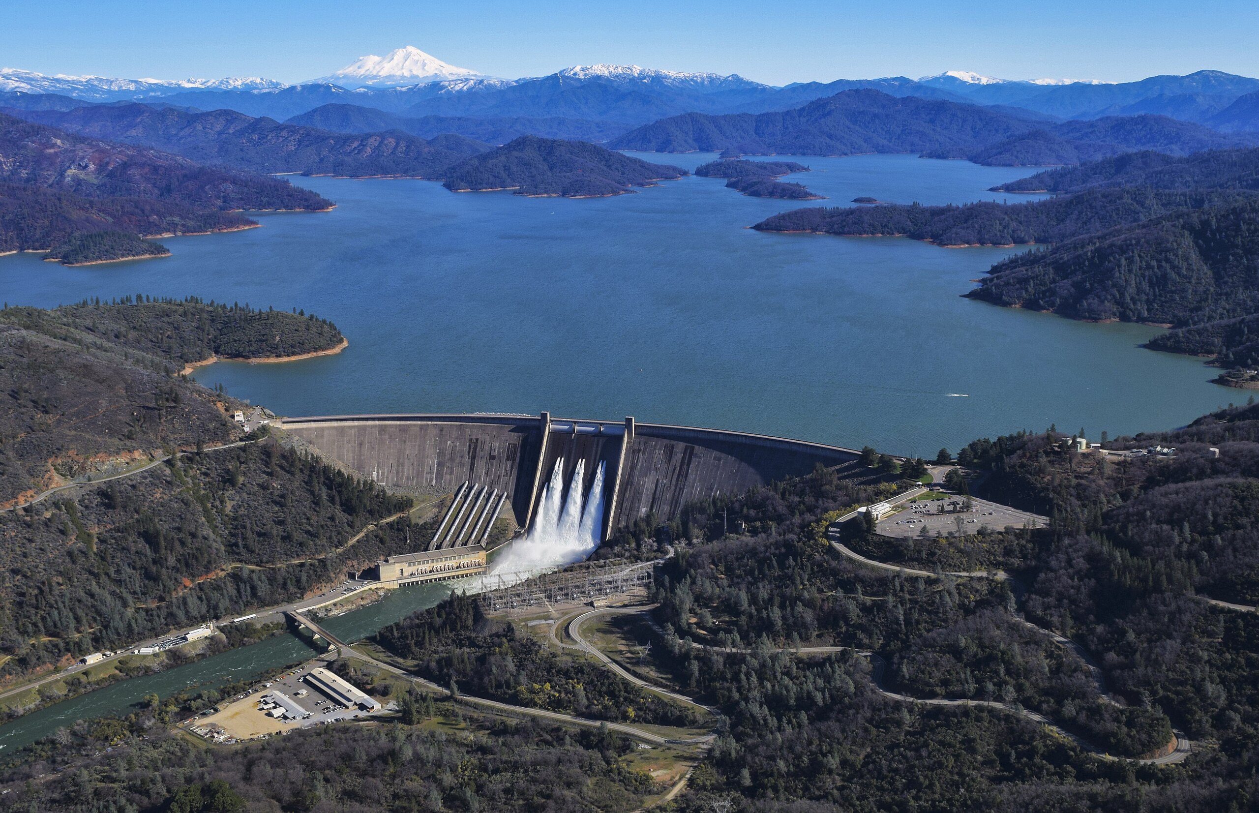 California reservoirs: Shasta Dam and Shasta Reservoir
