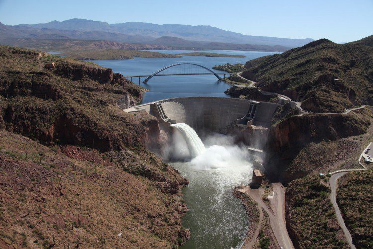 Arizona reservoir: Roosevelt Dam and Reservoir managed by the Salt River Project
