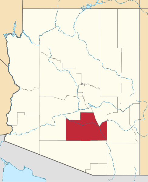 Locator map for Pinal County, Arizona