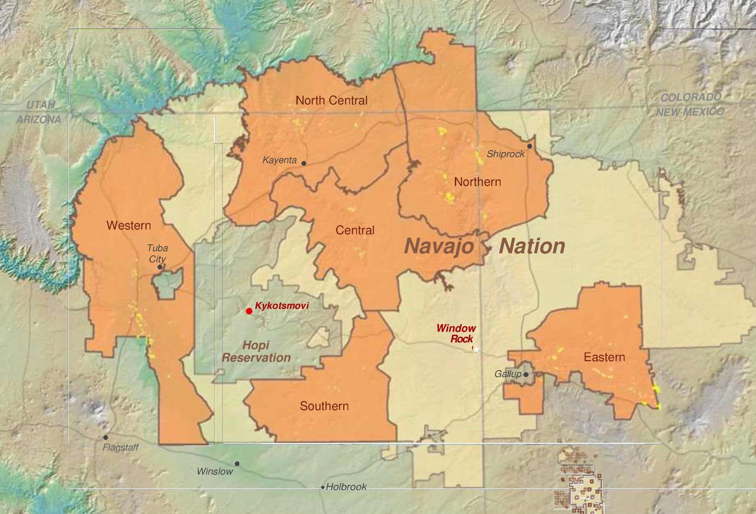 Map of the Navajo and Hopi, which unanimously approved a historic water rights settlement