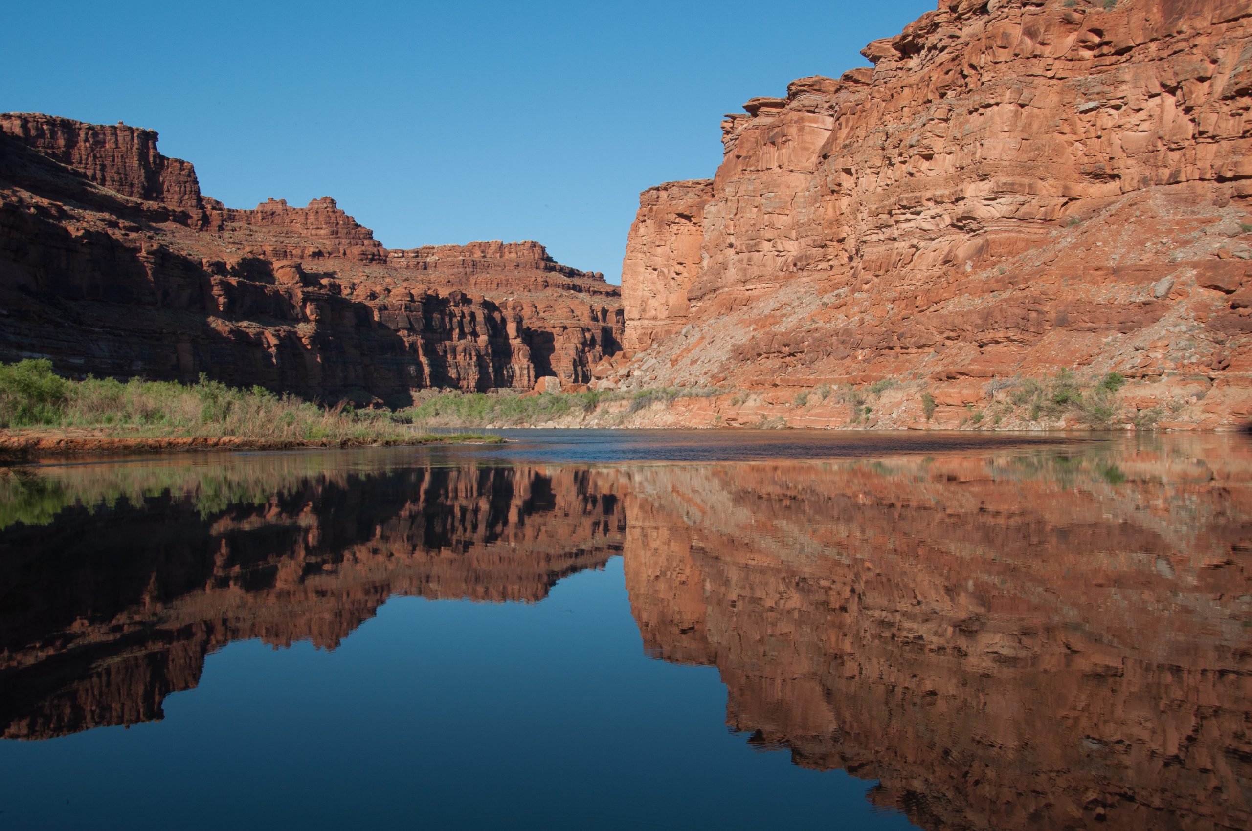 An image of the Colorado River with reflections