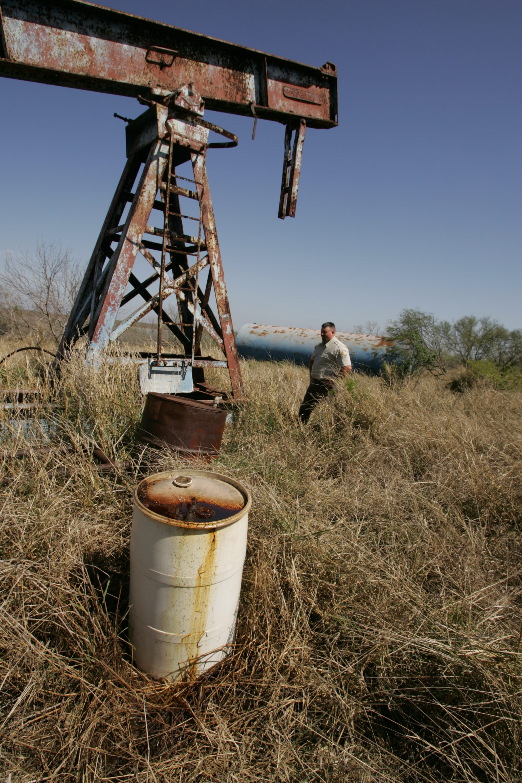 An abandoned oil well, one of several types of orphaned wells