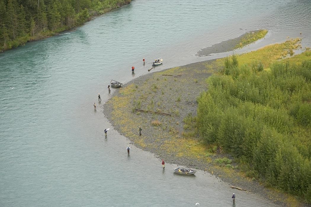 The Russian River - public domain image featuring fishing along banks