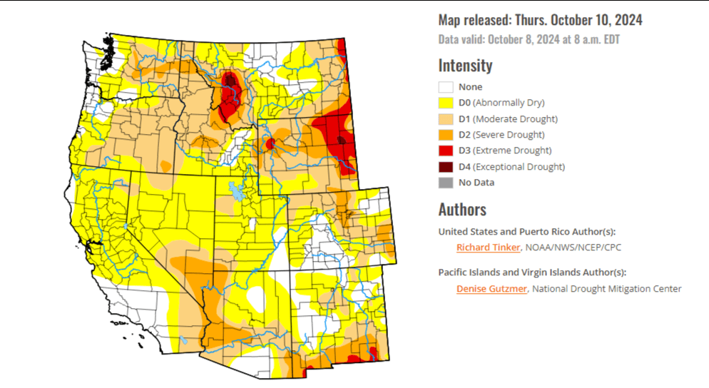 Drought Monitor Map released October 10, 2024