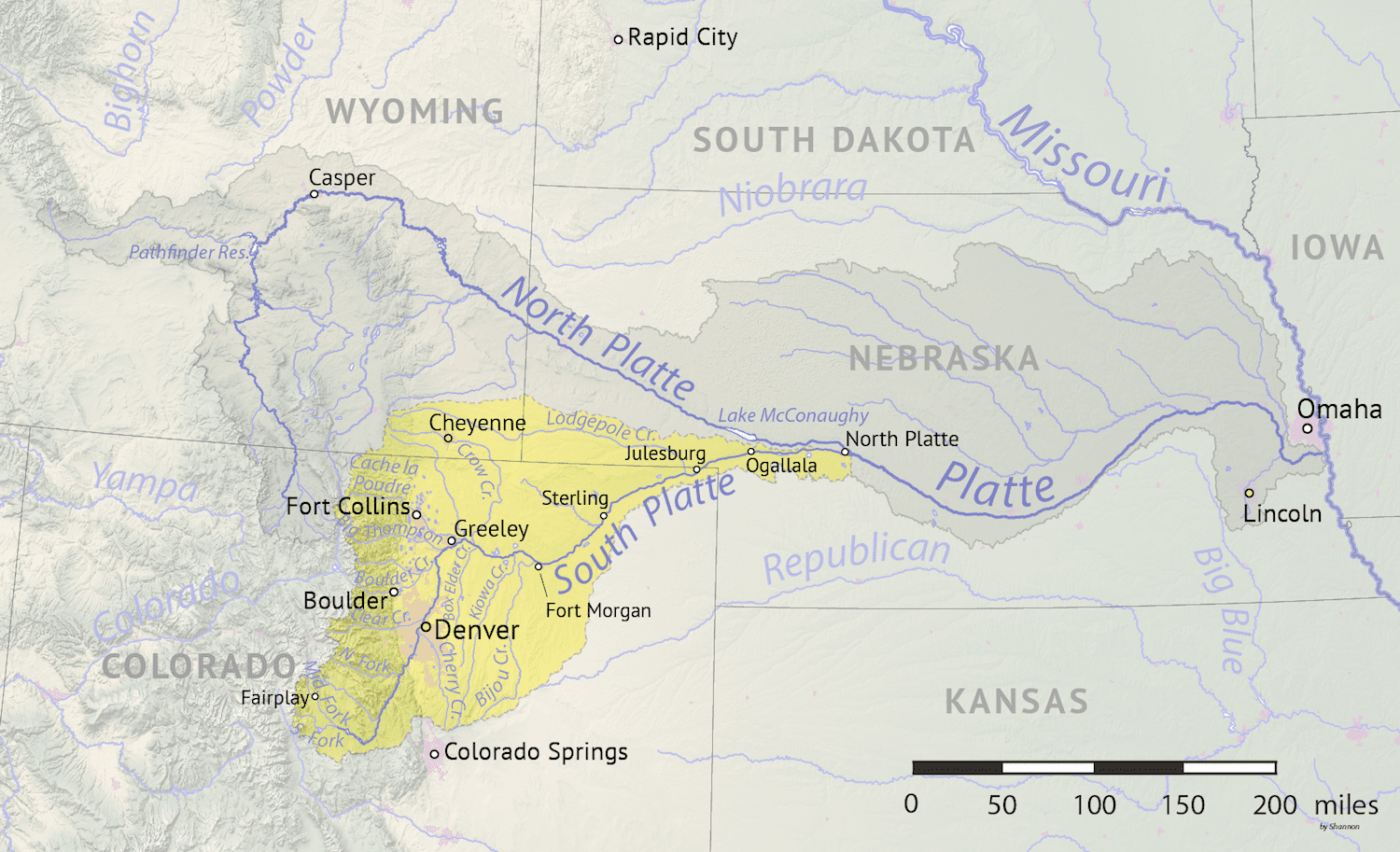 Map of the South Platte basin