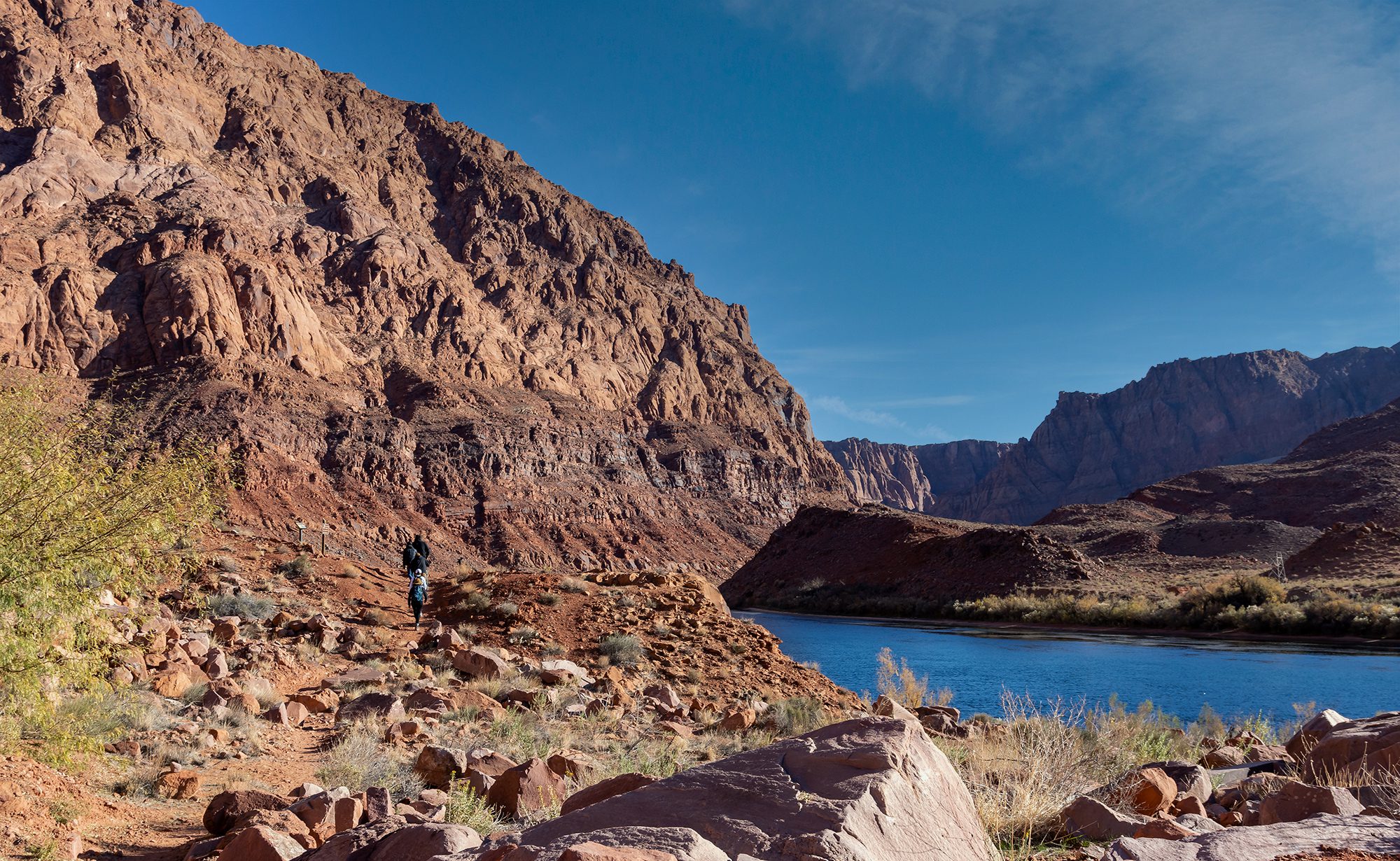 The Colorado River at Lee's Ferry, as seen on hiking trail