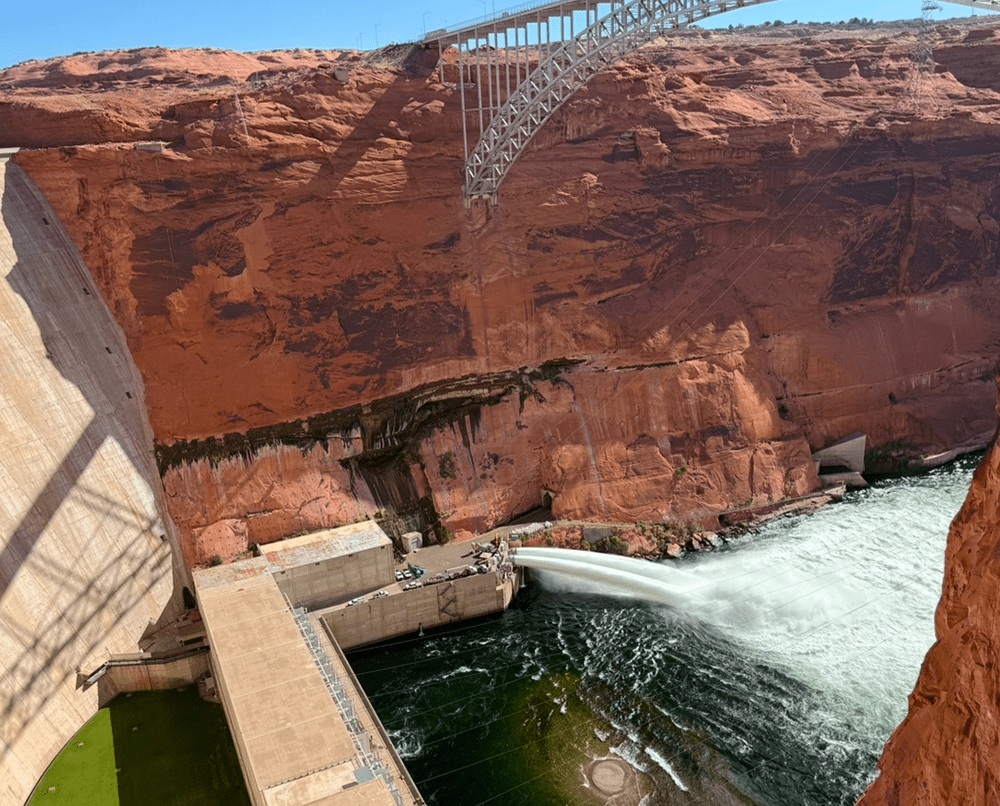 Preliminary results indicate intermittent cool mix flows released from Glen Canyon Dam were successful, with zero young-of-year smallmouth bass counted during increased monitoring of the Colorado River below the dam. The intermittent cool mix flows consist of releasing water through both the hydropower penstocks and the river outlet works to cool the Colorado River below the dam to disrupt smallmouth bass populations. Reclamation photo