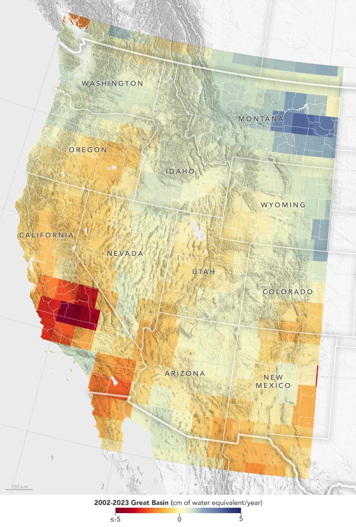 Groundwater depletion map of the southwestern states
