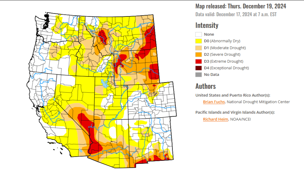 Moderate drought eased in parts of Utah and Wyoming, but extreme dryness grew in NW Wyoming. Warmer-than-normal temps pose ongoing challenges.