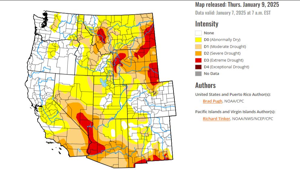 US Drought Monitor map of the West