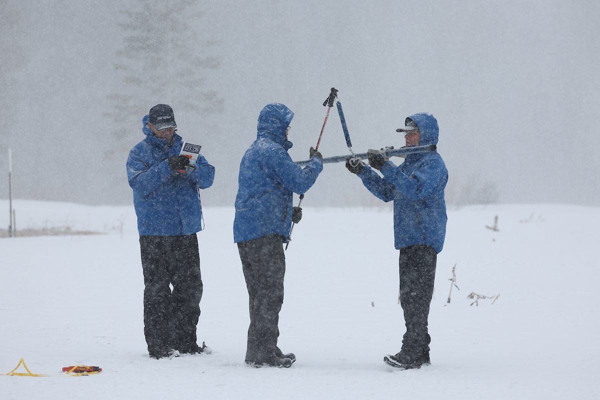 California DWR staff measures snow - from DWR site.