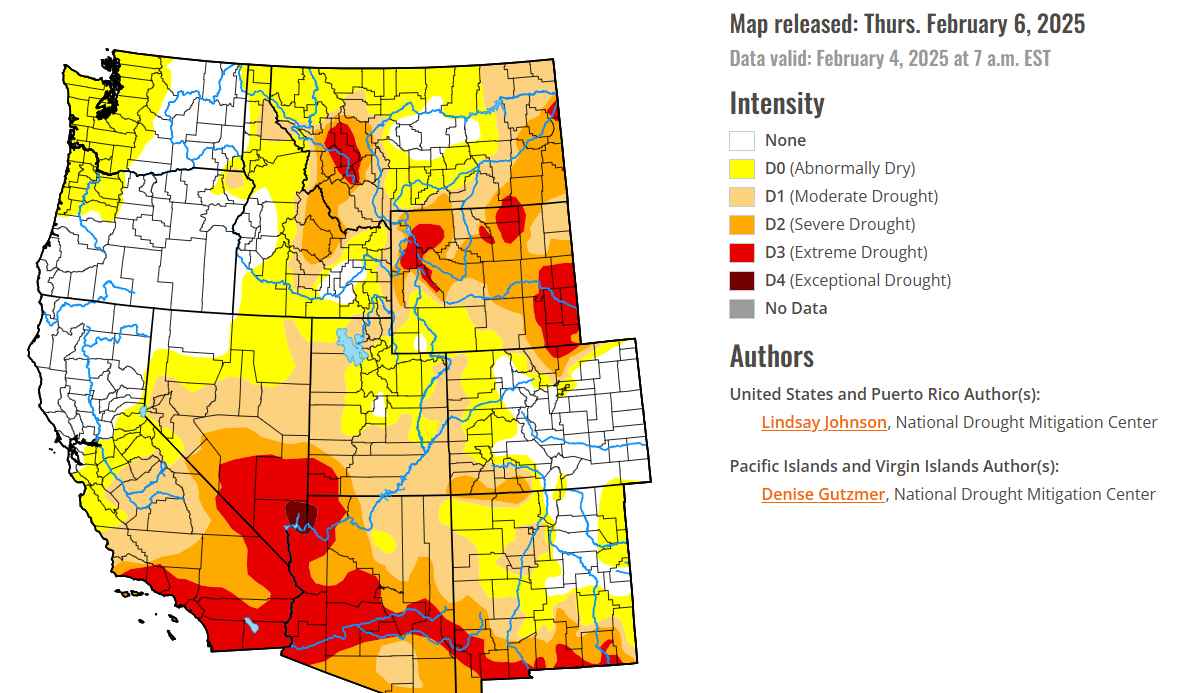 Drought Monitor Map of the Western United States