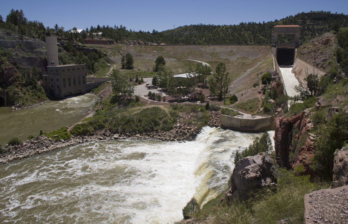 Guernsey Dam in Wyoming is one of several reservoirs suffering from below-average snowpack.