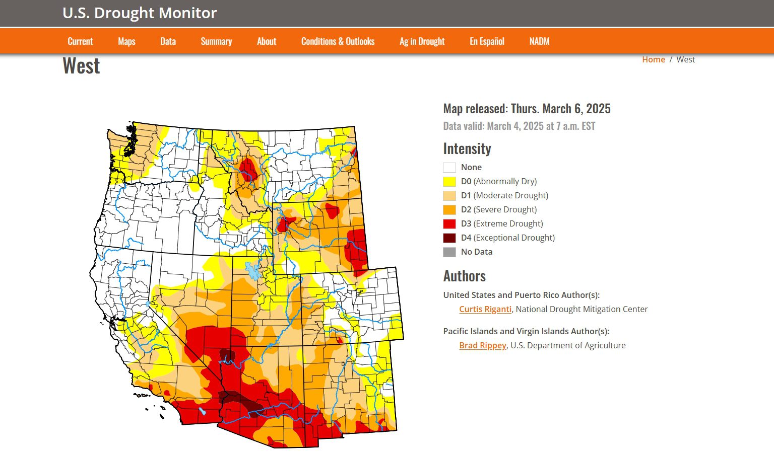 US Drought Monitor Map released March 6, 2025