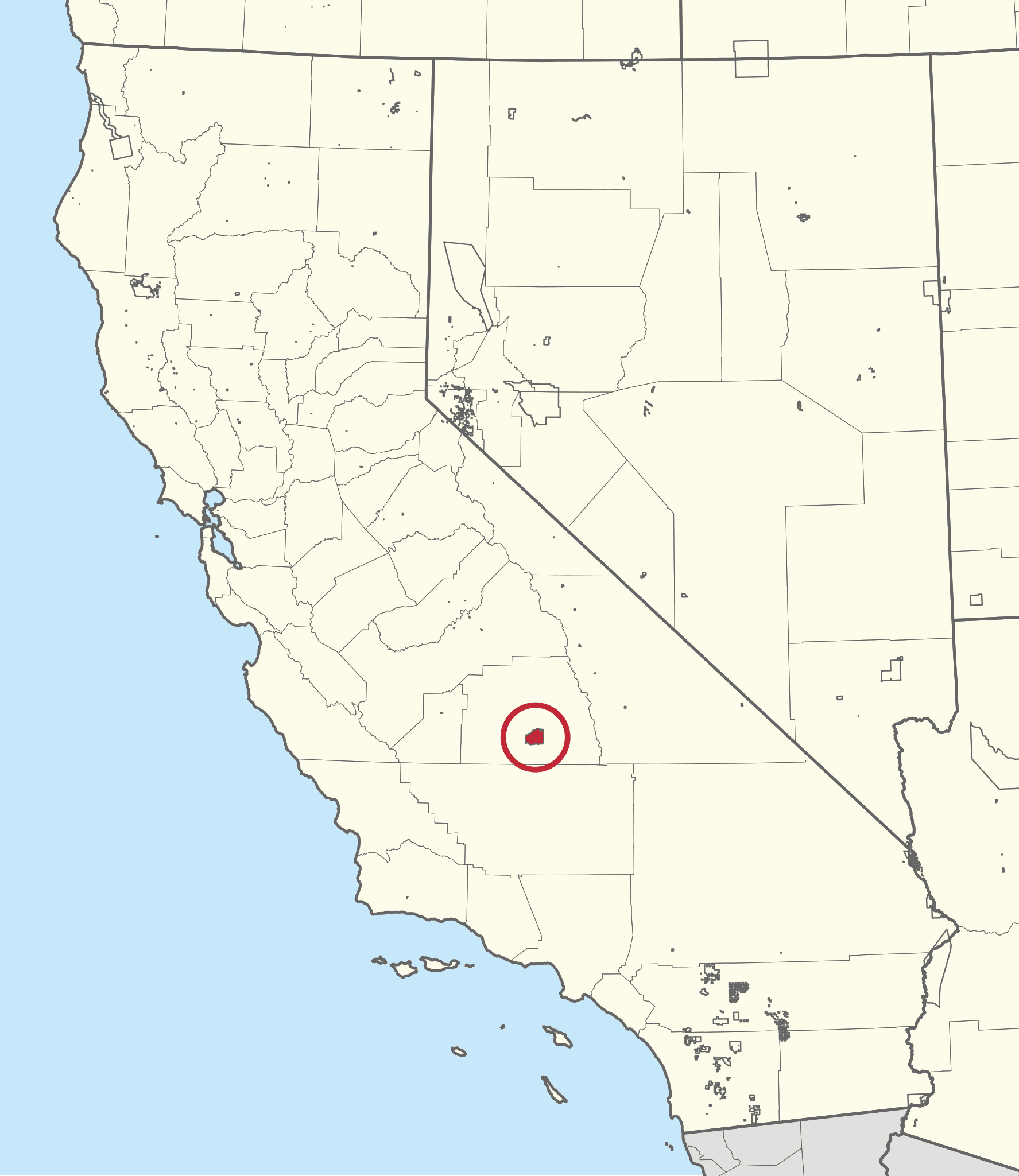 Location of the Tule River Reservation