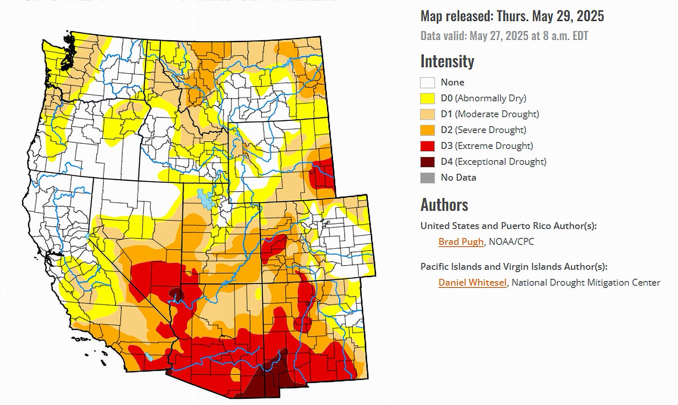 U.S. Drought Monitor map issued on May 29, 2025