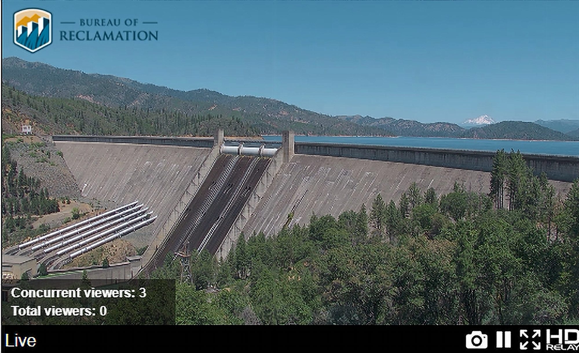 The public webcam for Shasta Dam