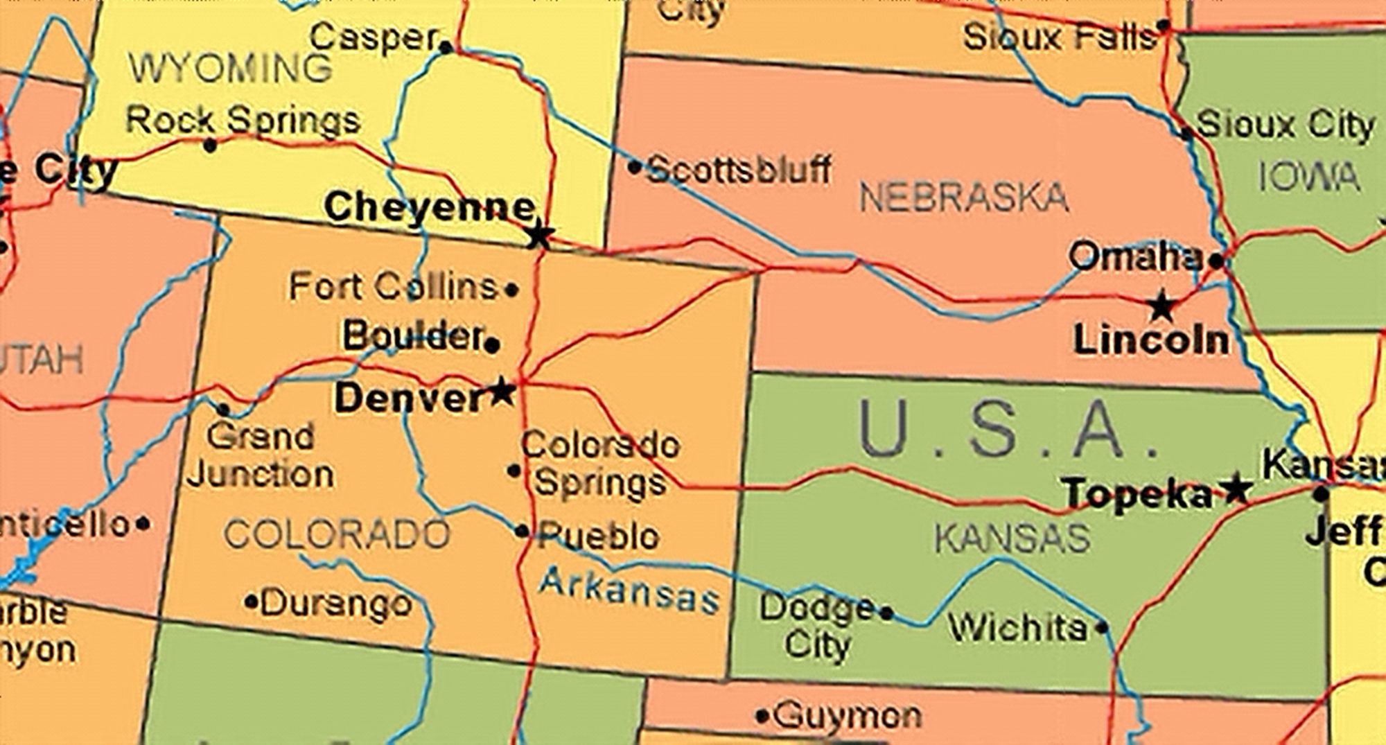 Map showing Colorado and Nebraska