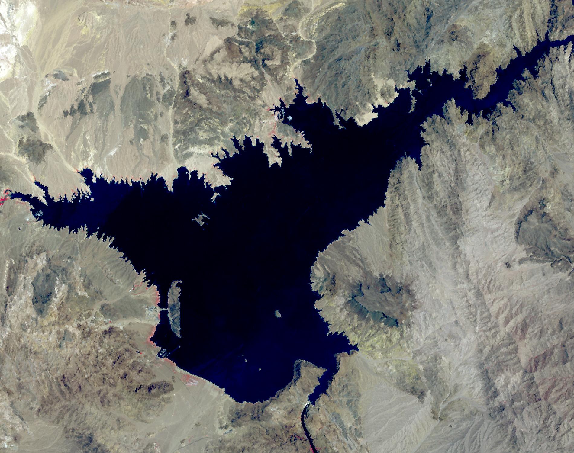 NASA image showing Lake Mead shrinking in 2020