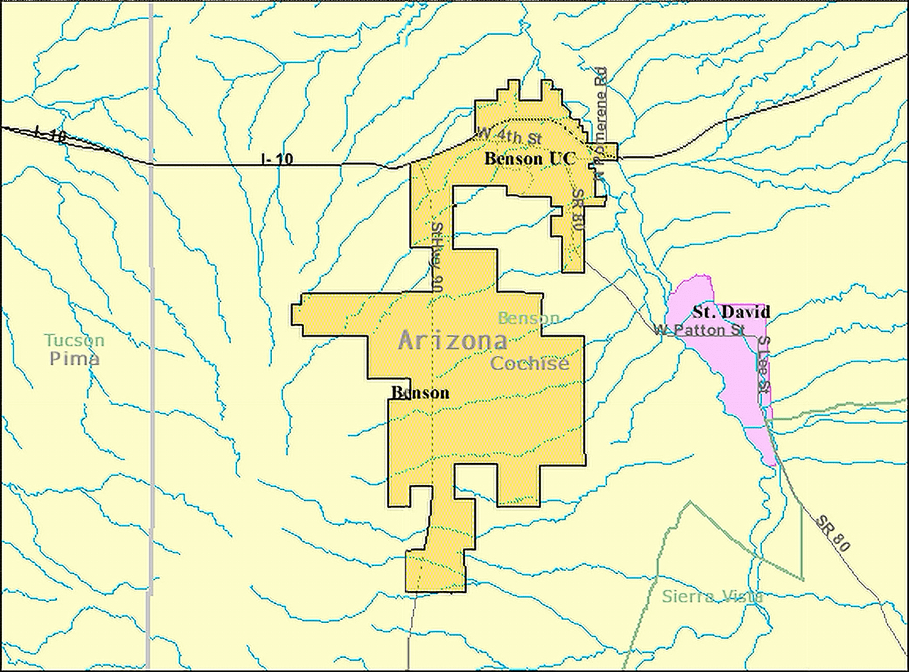 Map of Benson, Arizona