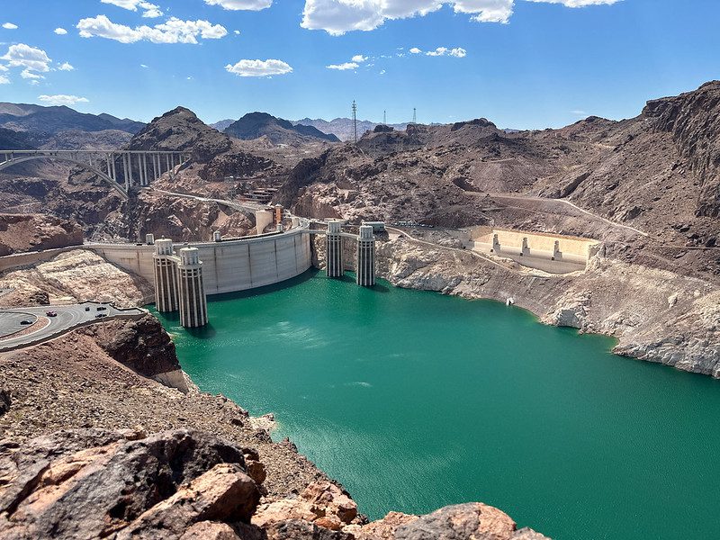 View of Hoover Dam and Lead Mead from upstream, via the Bureau of Reclamation in its report on Colorado River shortages