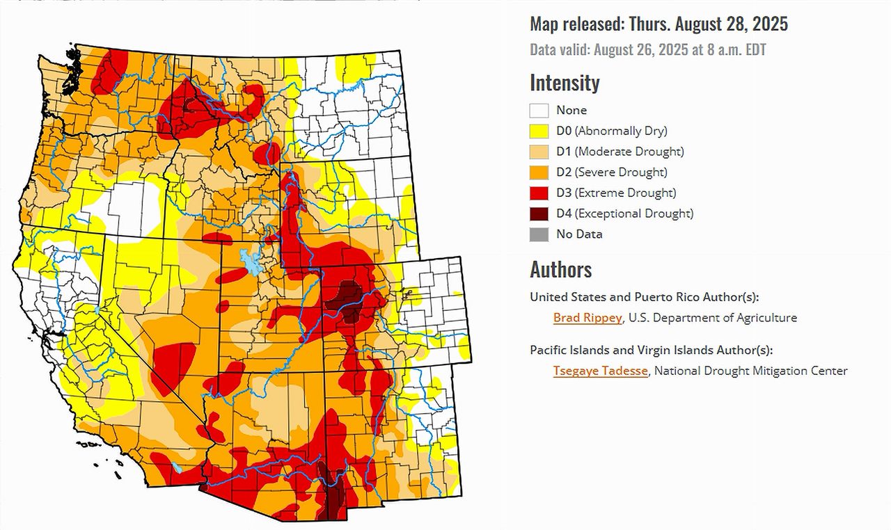 U. S. Drought Monitor Map from August 28, 2025