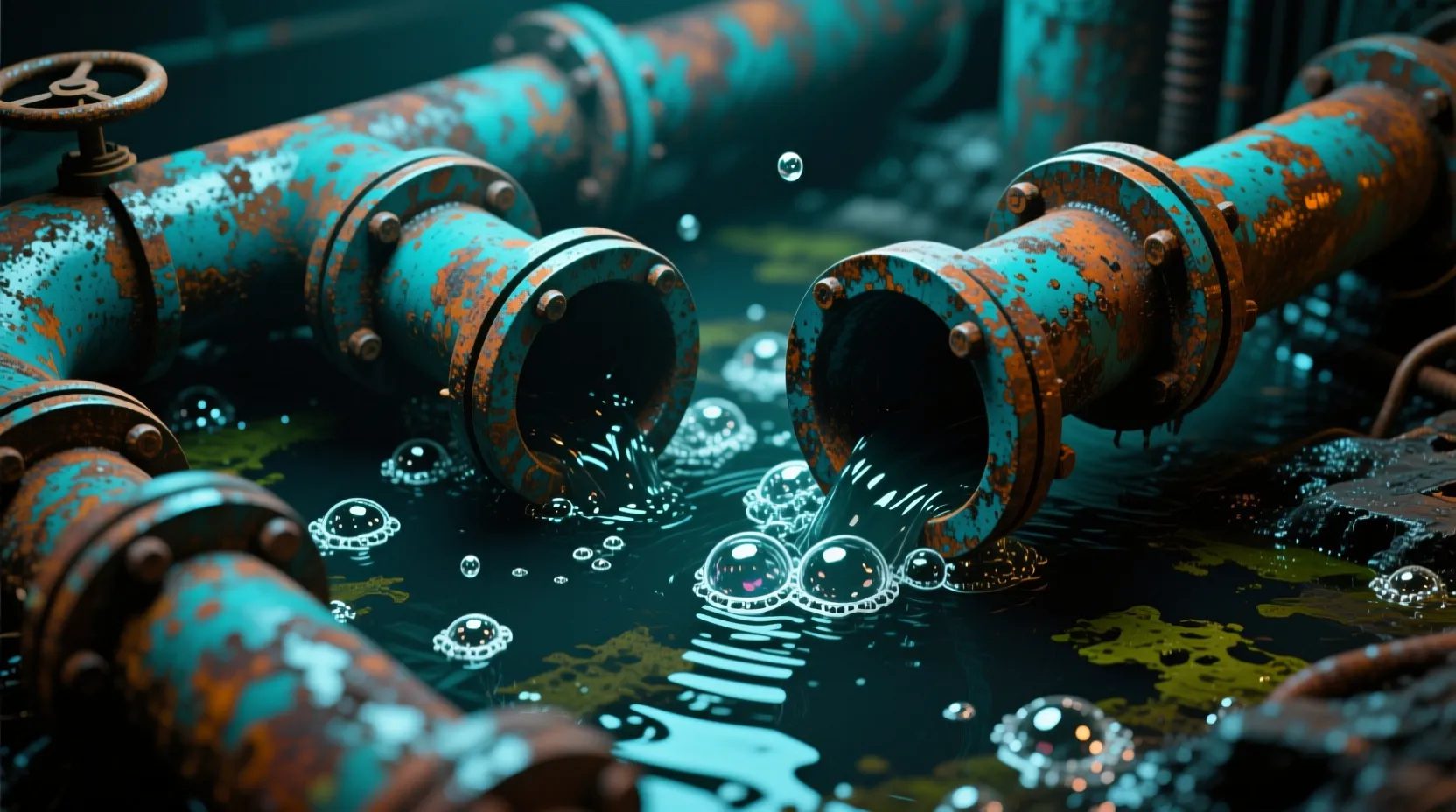 AI-generated image depicting PFAS forever chemical pollution