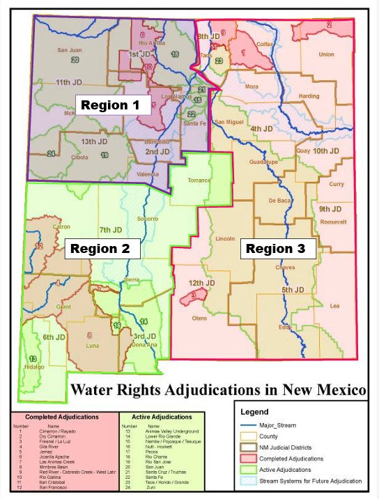 Three new water adjudication regions in New Mexico