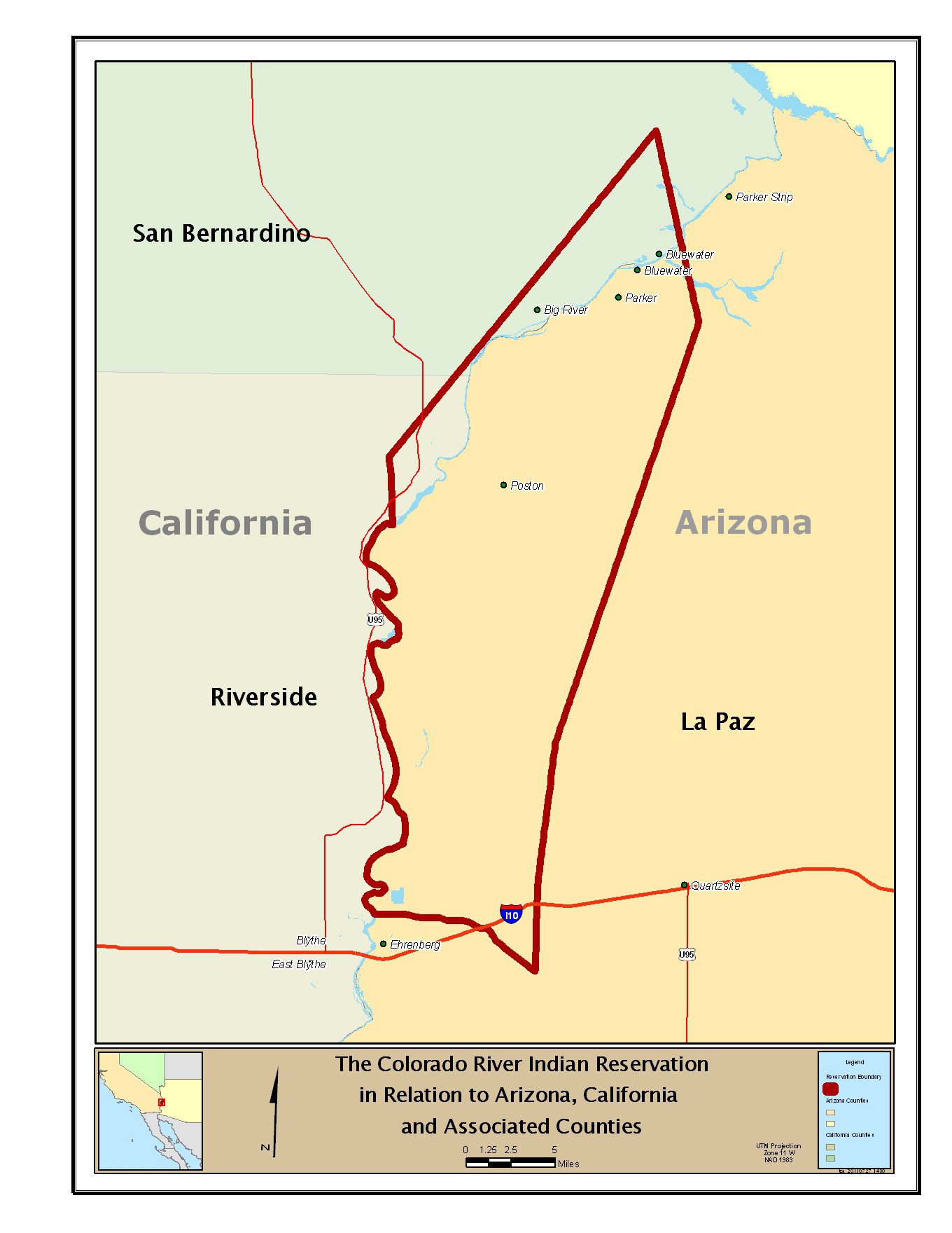 Colorado River Indian Tribes boundary map