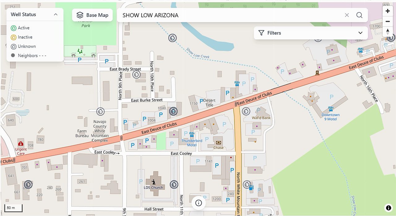 Screenshot of National Ground Water Association's well map