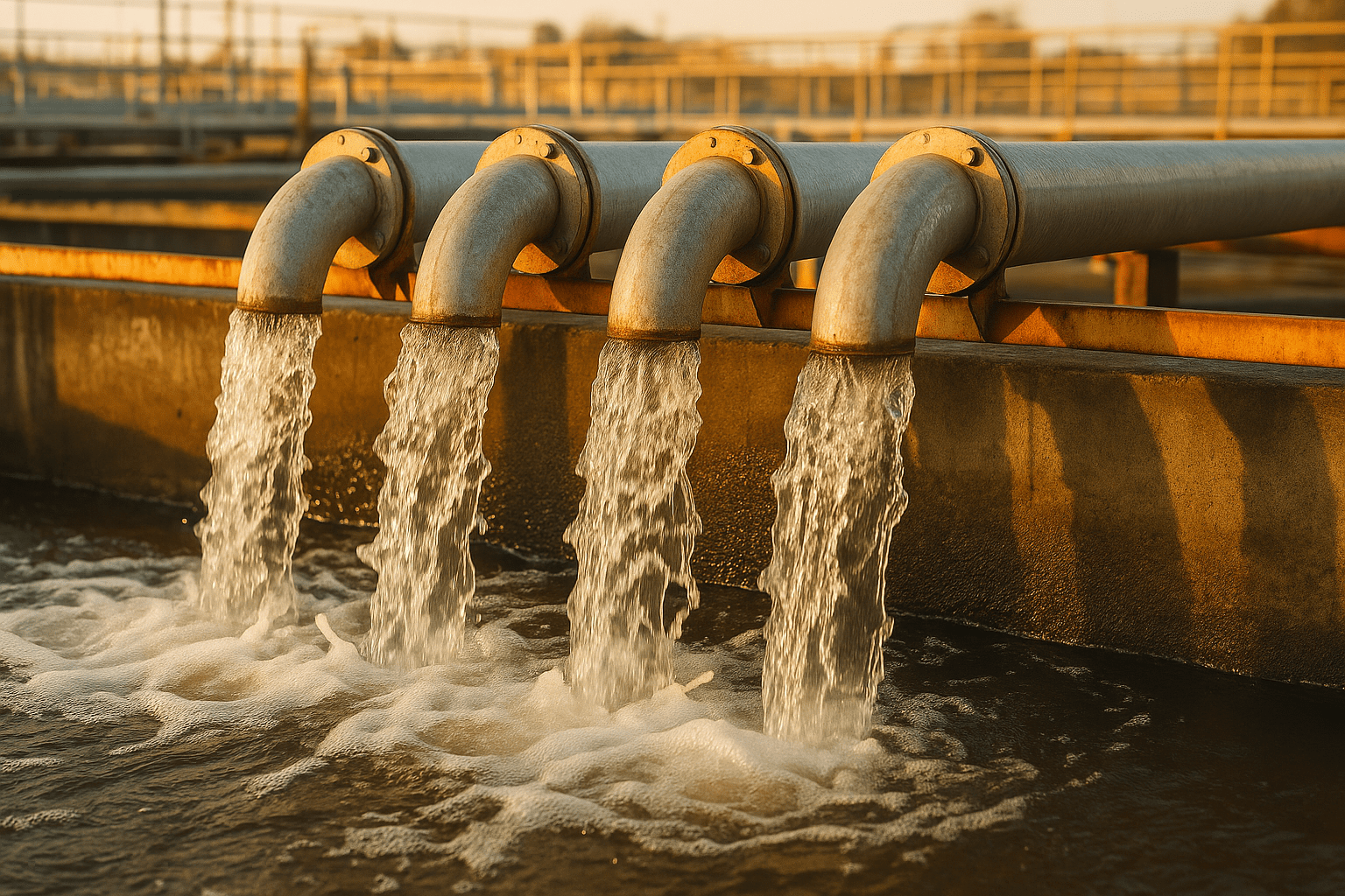 Wastewater flowing from pipes - concept image for water reuse legislation