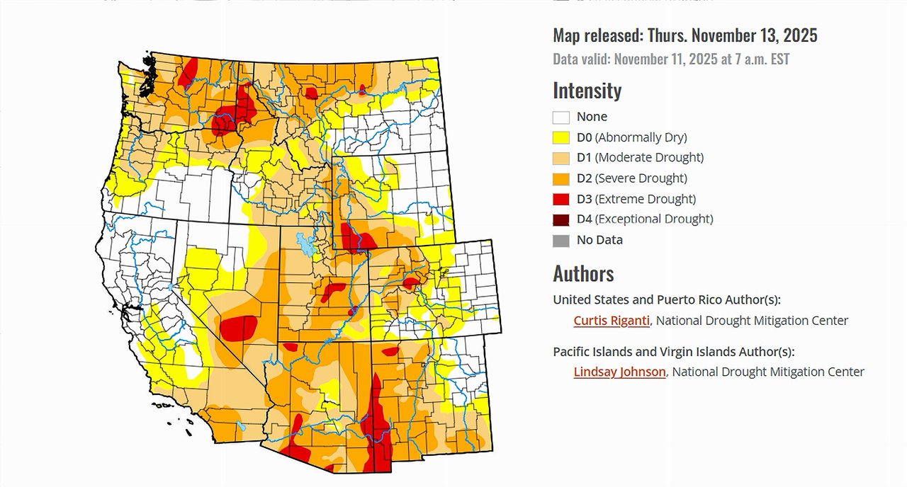 U.S. Drought Monitor Map issued on November 13, 2025