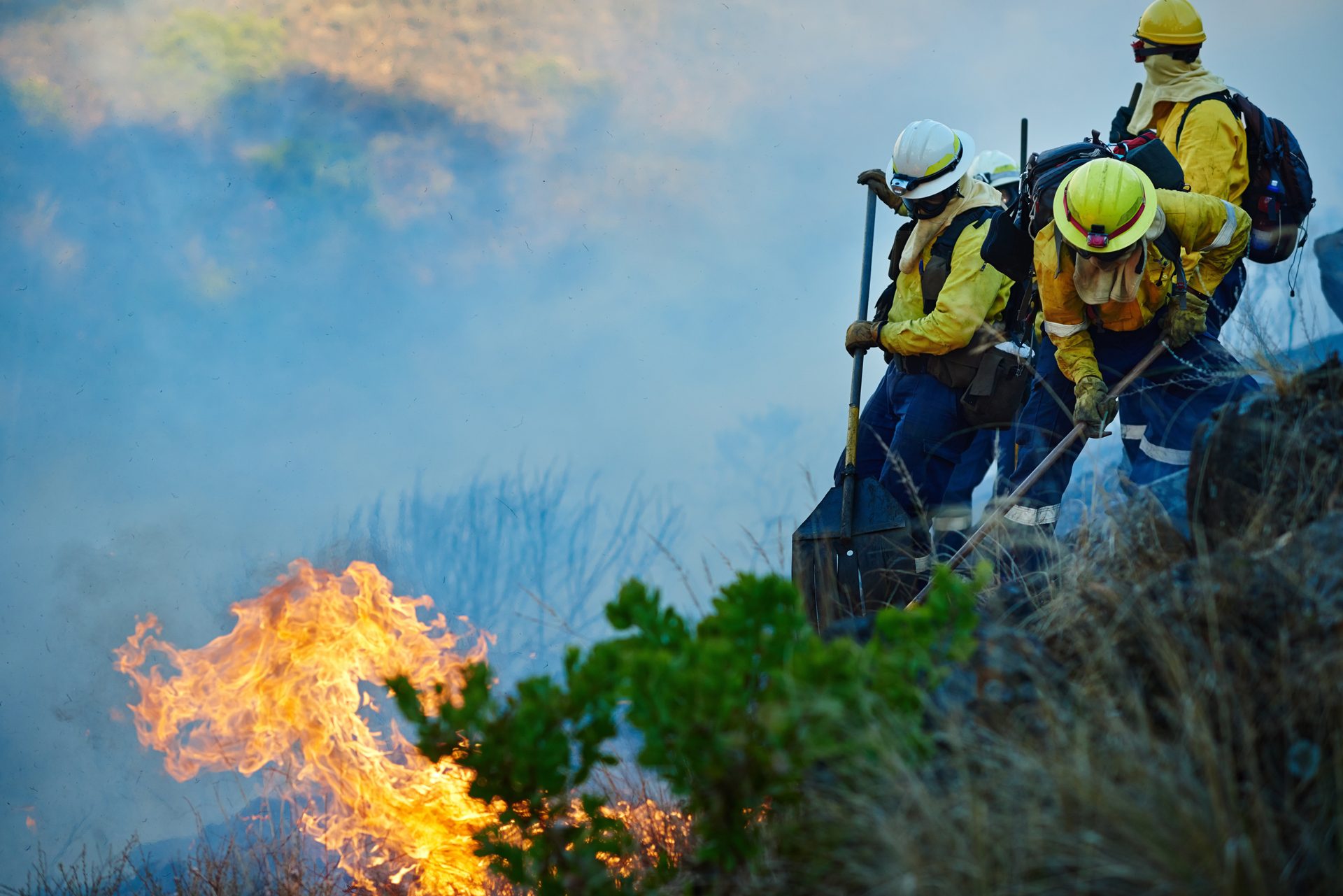 Rural firefighters at work