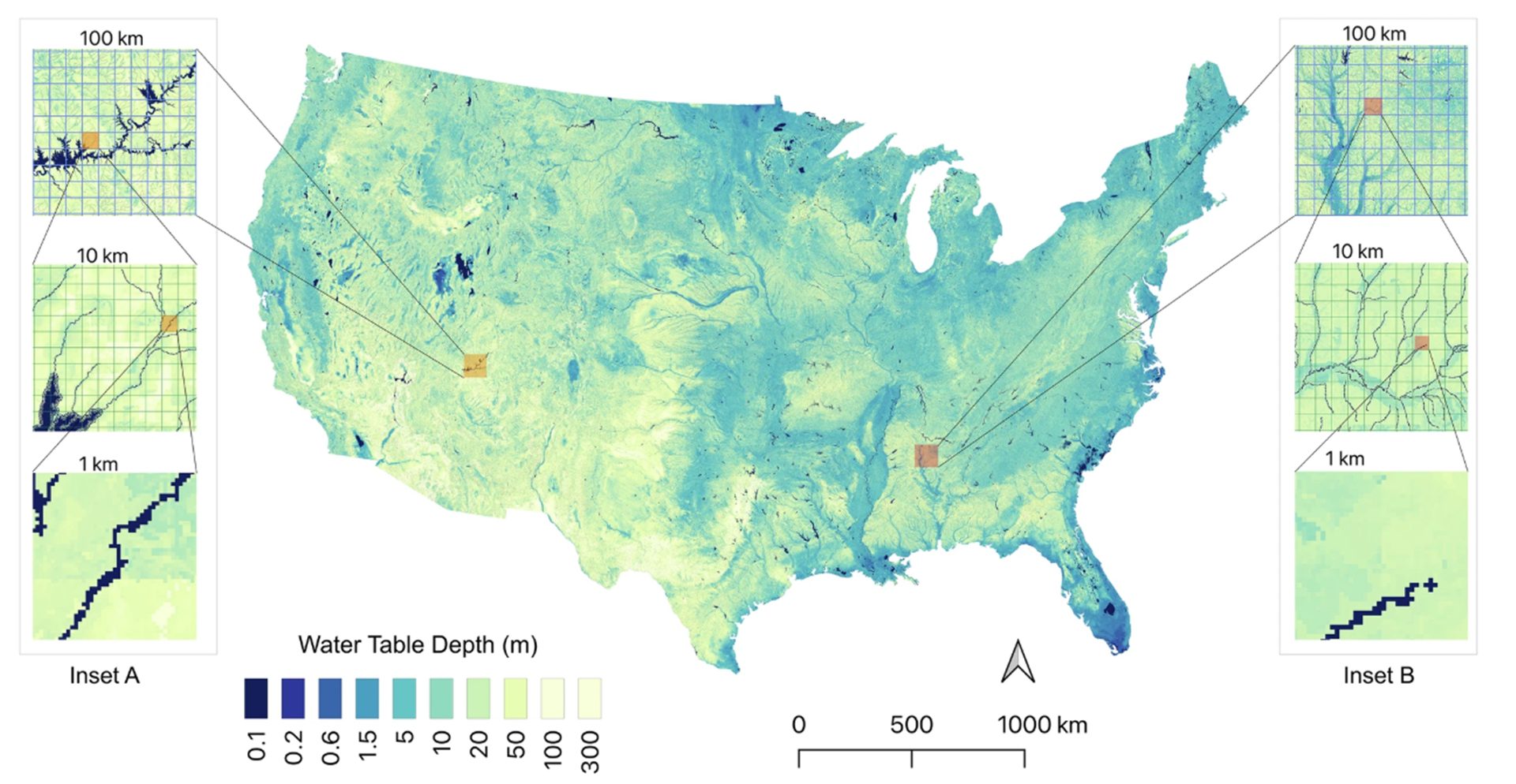 A peer-reviewed study maps groundwater depth across the United States at high resolution, revealing widespread shallow groundwater and regional uncertainty patterns.