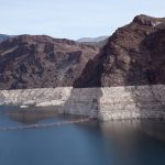 Rings showing low water level at Lake Mead, Colorado River