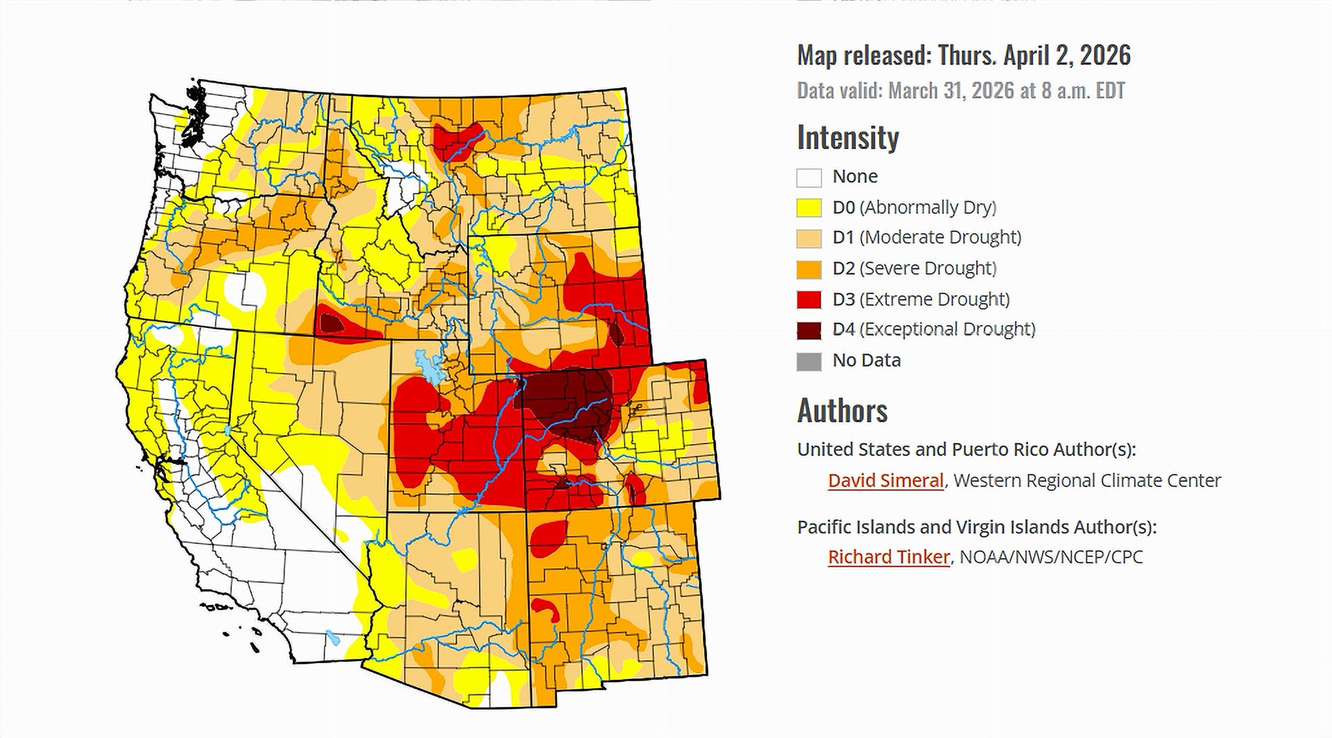 U.S. Drought Monitor Map from April 2, 2026
