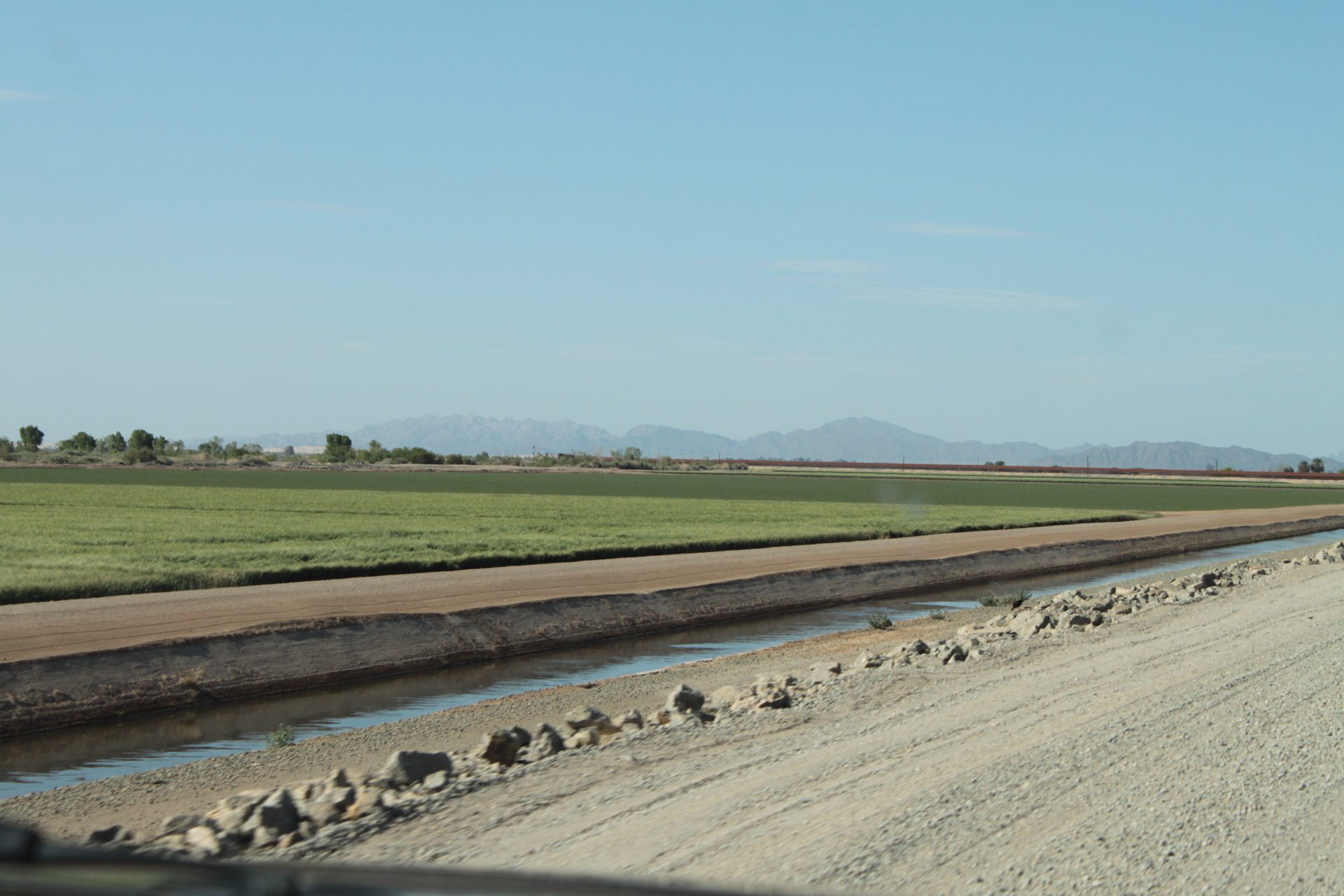 Irrigation canal carrying Colorado River water near Yuma, Arizona